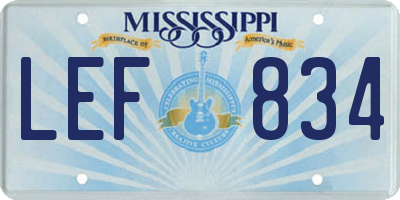 MS license plate LEF834