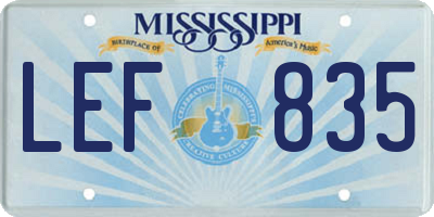 MS license plate LEF835