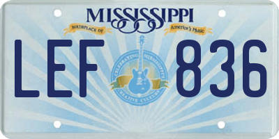 MS license plate LEF836