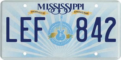 MS license plate LEF842