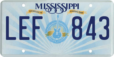 MS license plate LEF843