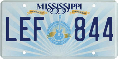 MS license plate LEF844