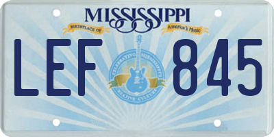 MS license plate LEF845