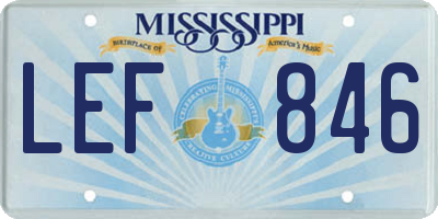 MS license plate LEF846