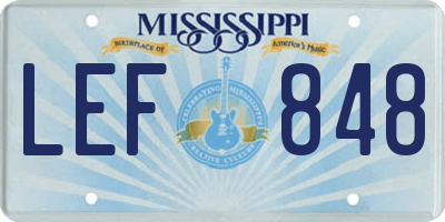 MS license plate LEF848
