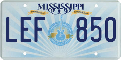 MS license plate LEF850