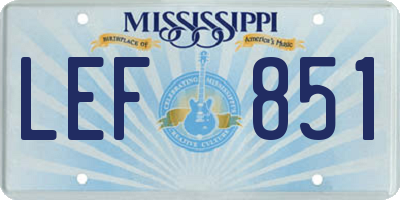 MS license plate LEF851