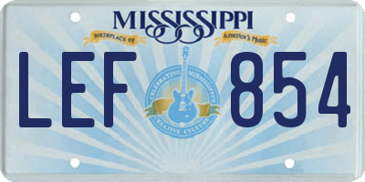 MS license plate LEF854