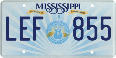 MS license plate LEF855