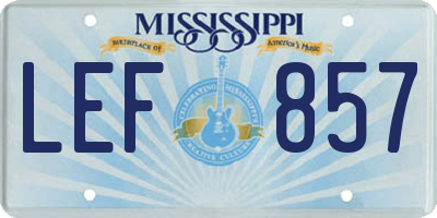 MS license plate LEF857