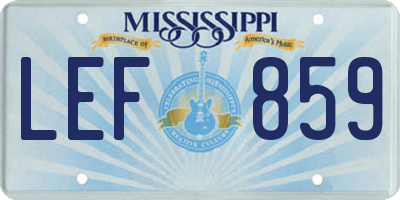 MS license plate LEF859