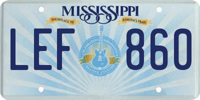MS license plate LEF860