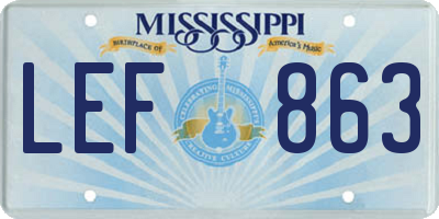 MS license plate LEF863