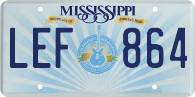 MS license plate LEF864