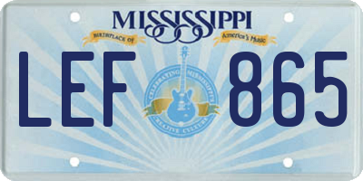 MS license plate LEF865