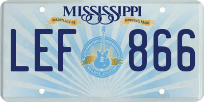 MS license plate LEF866
