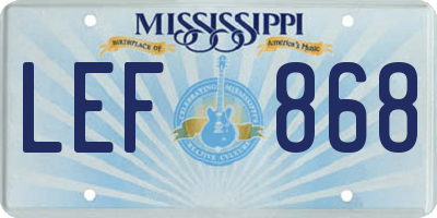 MS license plate LEF868