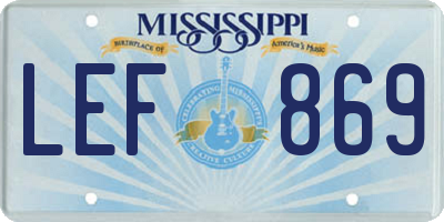 MS license plate LEF869