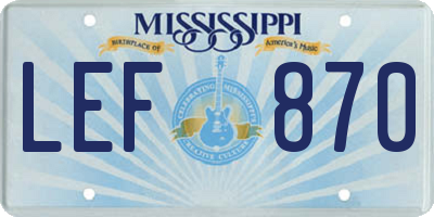 MS license plate LEF870