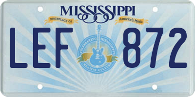 MS license plate LEF872