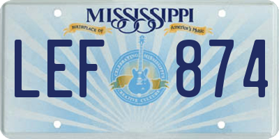 MS license plate LEF874