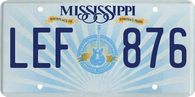 MS license plate LEF876
