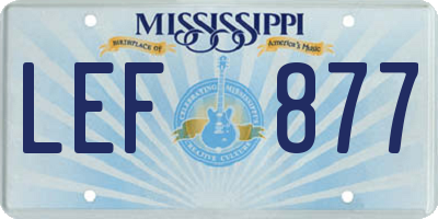 MS license plate LEF877