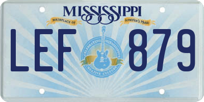 MS license plate LEF879