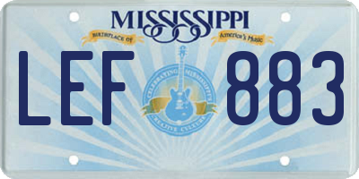 MS license plate LEF883