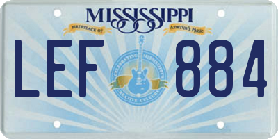 MS license plate LEF884