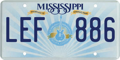 MS license plate LEF886