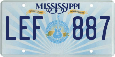 MS license plate LEF887