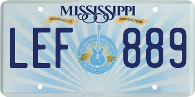 MS license plate LEF889