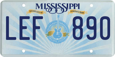 MS license plate LEF890