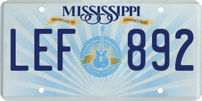 MS license plate LEF892