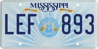 MS license plate LEF893
