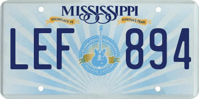 MS license plate LEF894
