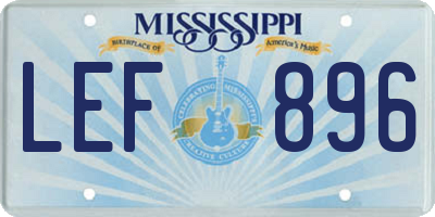 MS license plate LEF896