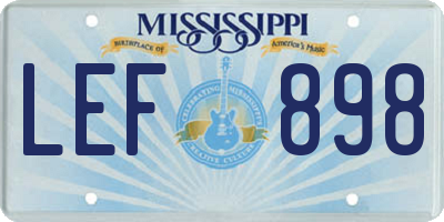 MS license plate LEF898