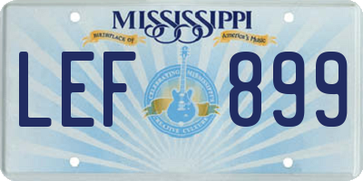 MS license plate LEF899