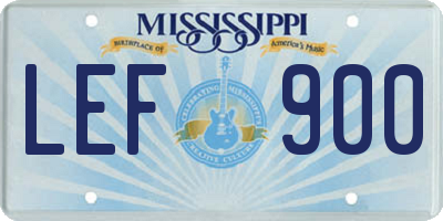 MS license plate LEF900