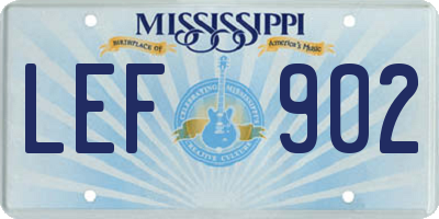 MS license plate LEF902