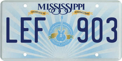 MS license plate LEF903