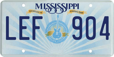 MS license plate LEF904