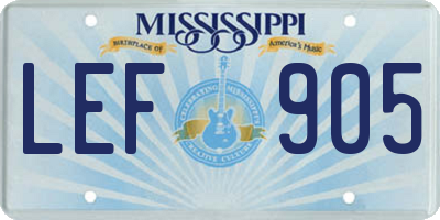 MS license plate LEF905