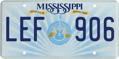 MS license plate LEF906