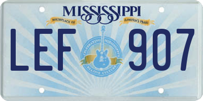 MS license plate LEF907