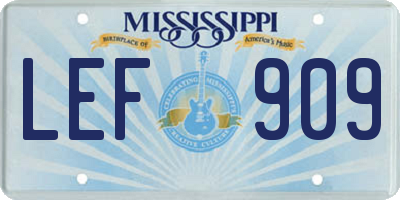 MS license plate LEF909