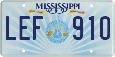 MS license plate LEF910