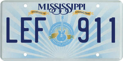 MS license plate LEF911